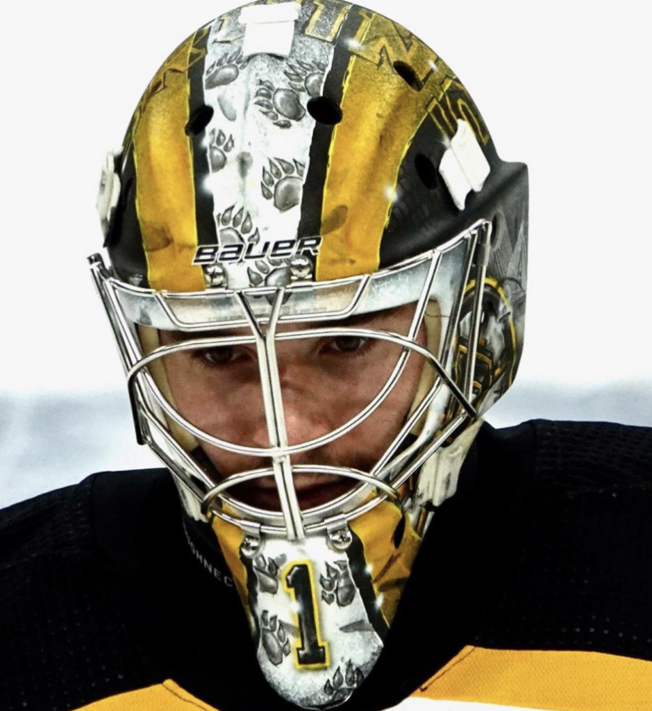 Jeremy Swayman 2021-2022 Boston Bruins Goalie Helmet Paint (image 2)