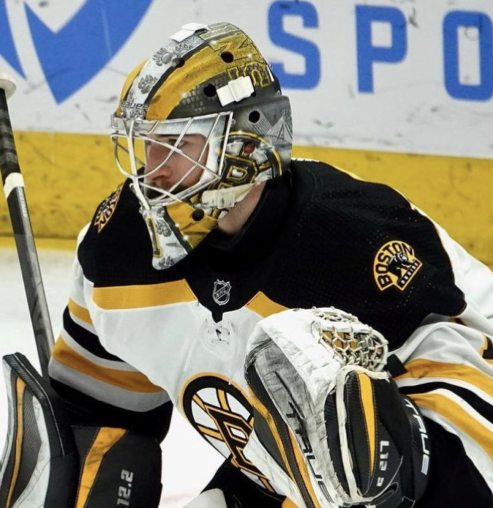 Jeremy Swayman 2021-2022 Boston Bruins Goalie Helmet Paint (image 3)