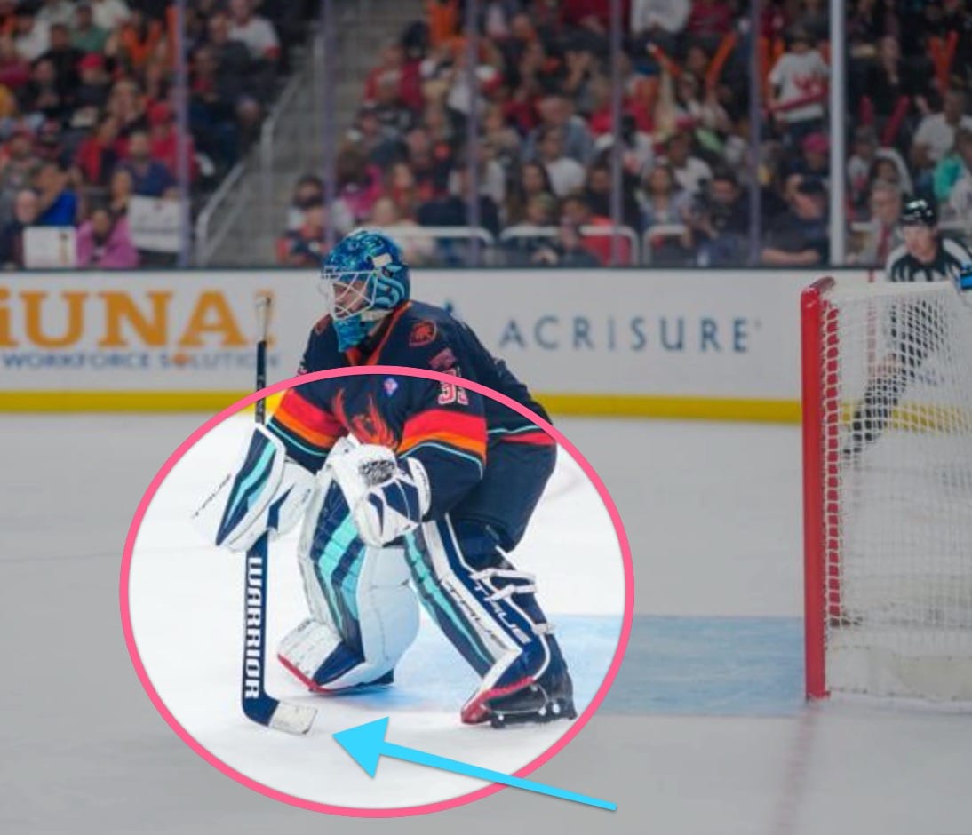 Joey Daccord stick positioning correct for making a stick save
