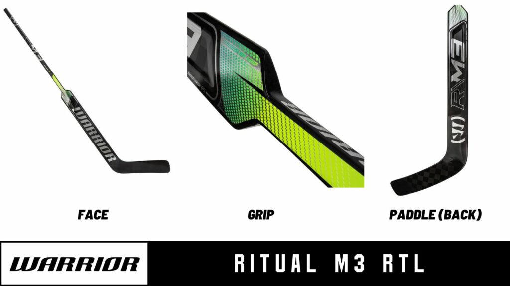warrior RITUAL m3 RTL hockey goalie stick. Face, paddle and grip angles