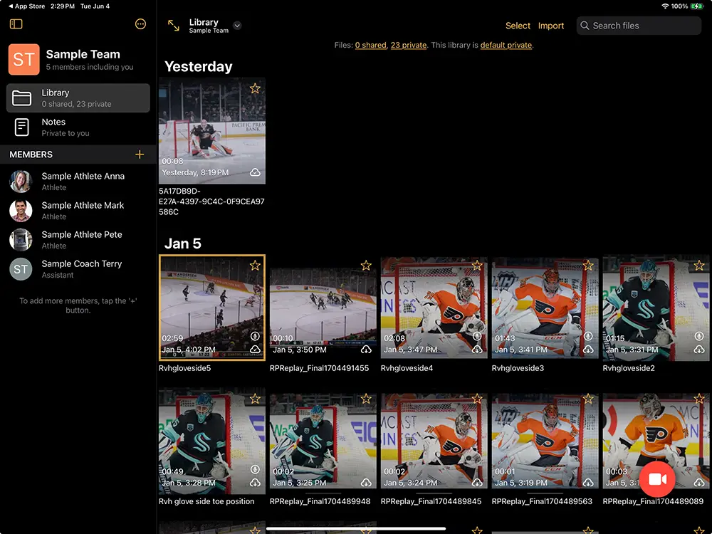 Initial Screen inside On Form Video Analysis App