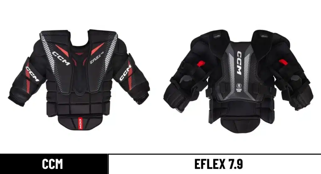CCM EFlex 7.9 Goalie Chest Protector front and back angles