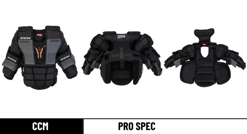 CCM Pro Spec Goalie Chest Protector front and back angles