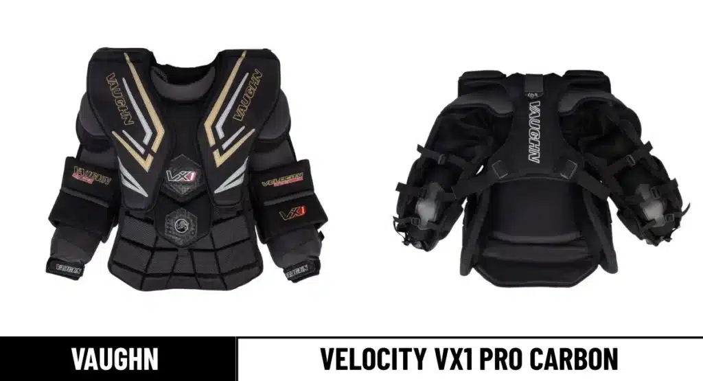 vaughn Velocity VX1 Pro Carbon Goalie Chest Protector front and back angles